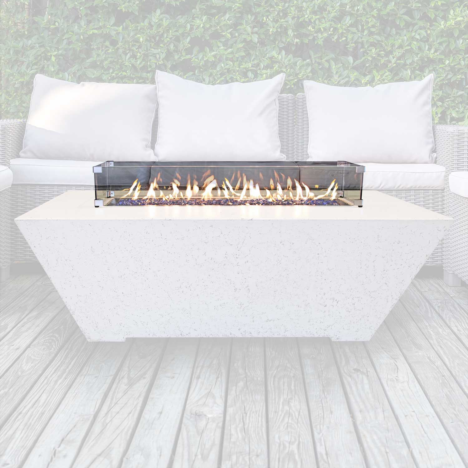 Athena Rectangular 48-Inch Glass Wind Guard for Olympus Concrete Fire Pit