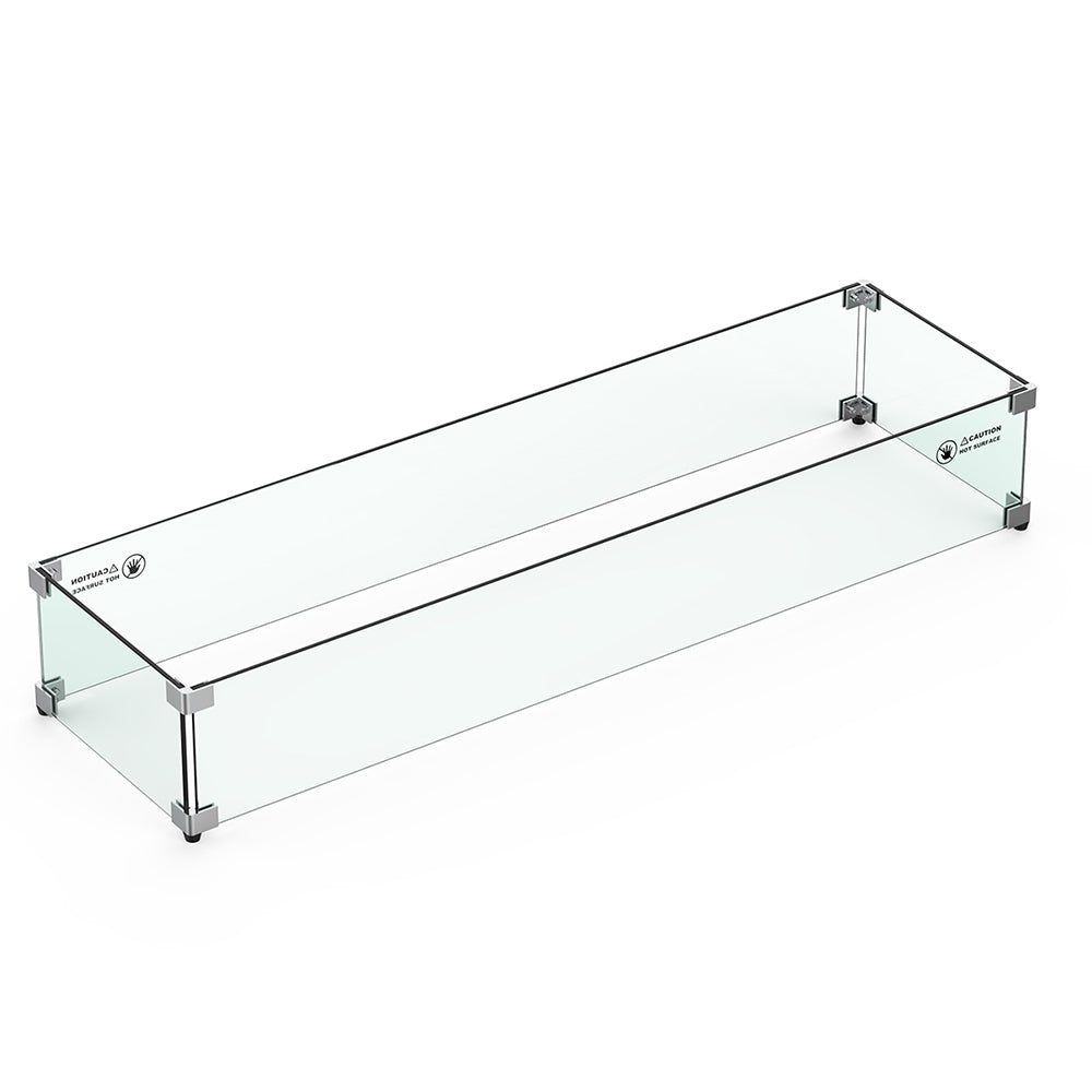 Athena Rectangular 48-Inch Glass Wind Guard for Olympus Concrete Fire Pit