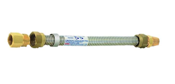 Dante Whistle-Free Stainless Steel Gas Flex Line, 3/8-Inch ID with 1/2-Inch MIP x 1/2-Inch FIP