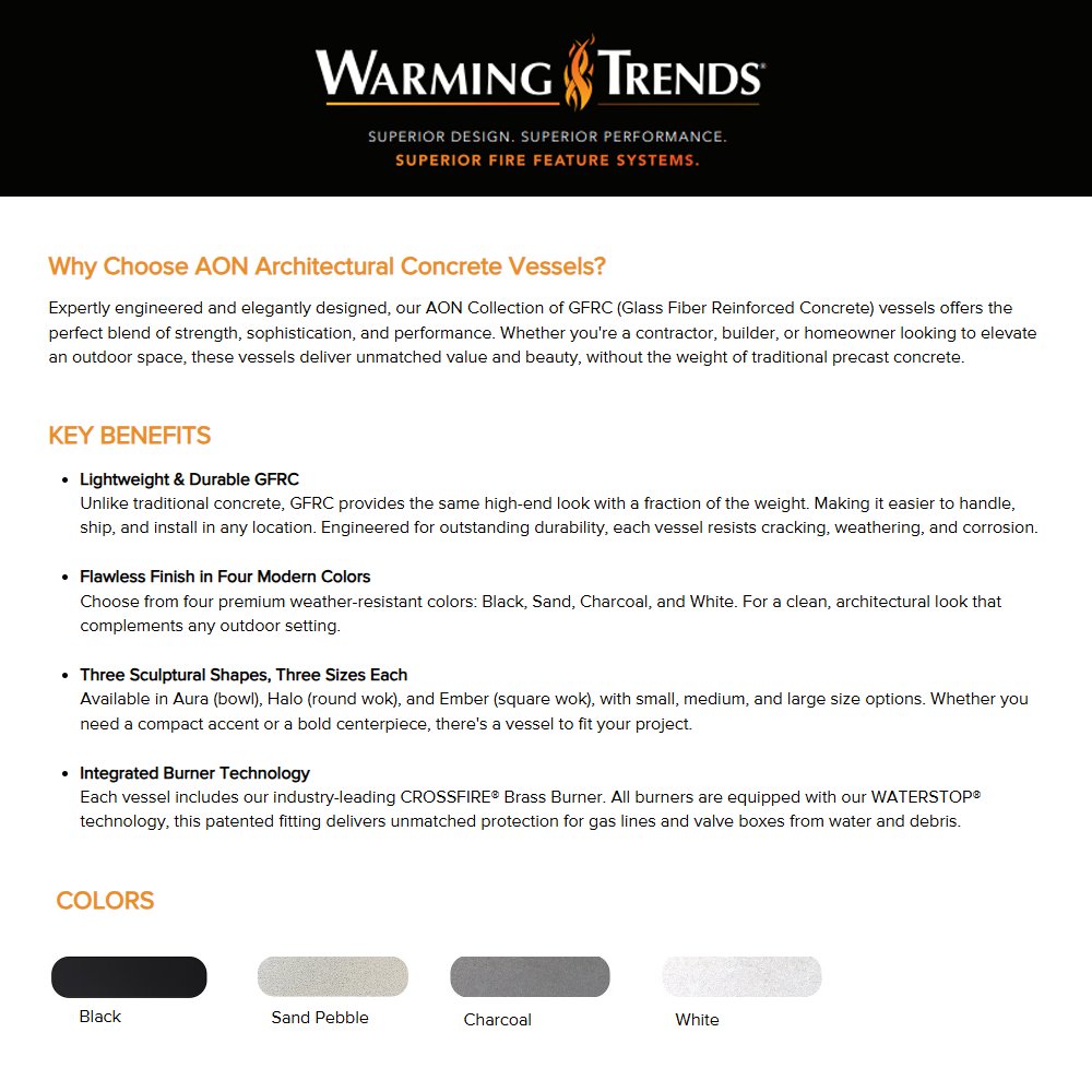 Warming Trends AON 24-Inch Halo Concrete Gas Fire Bowl