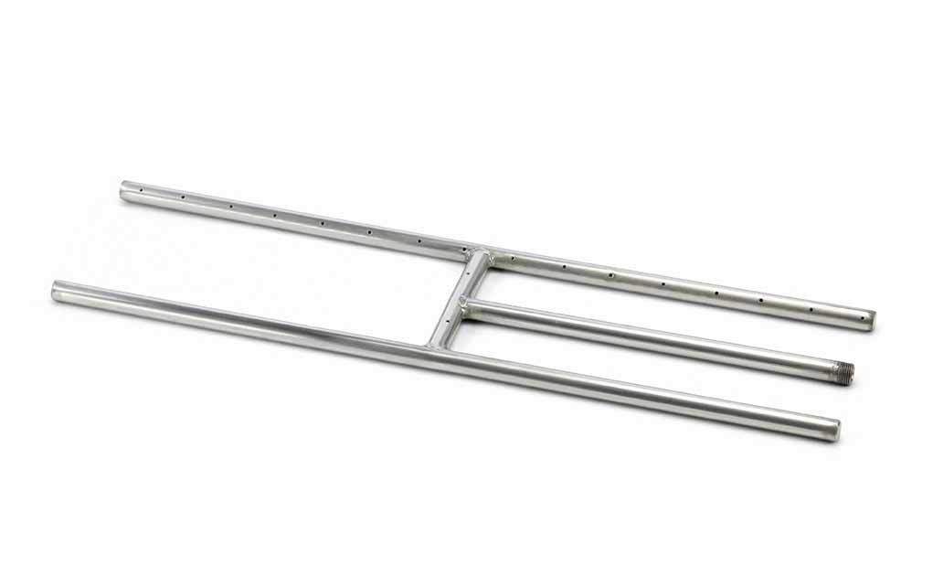 Stainless steel rectangular H-burner assembly with bars and mounting bracket
