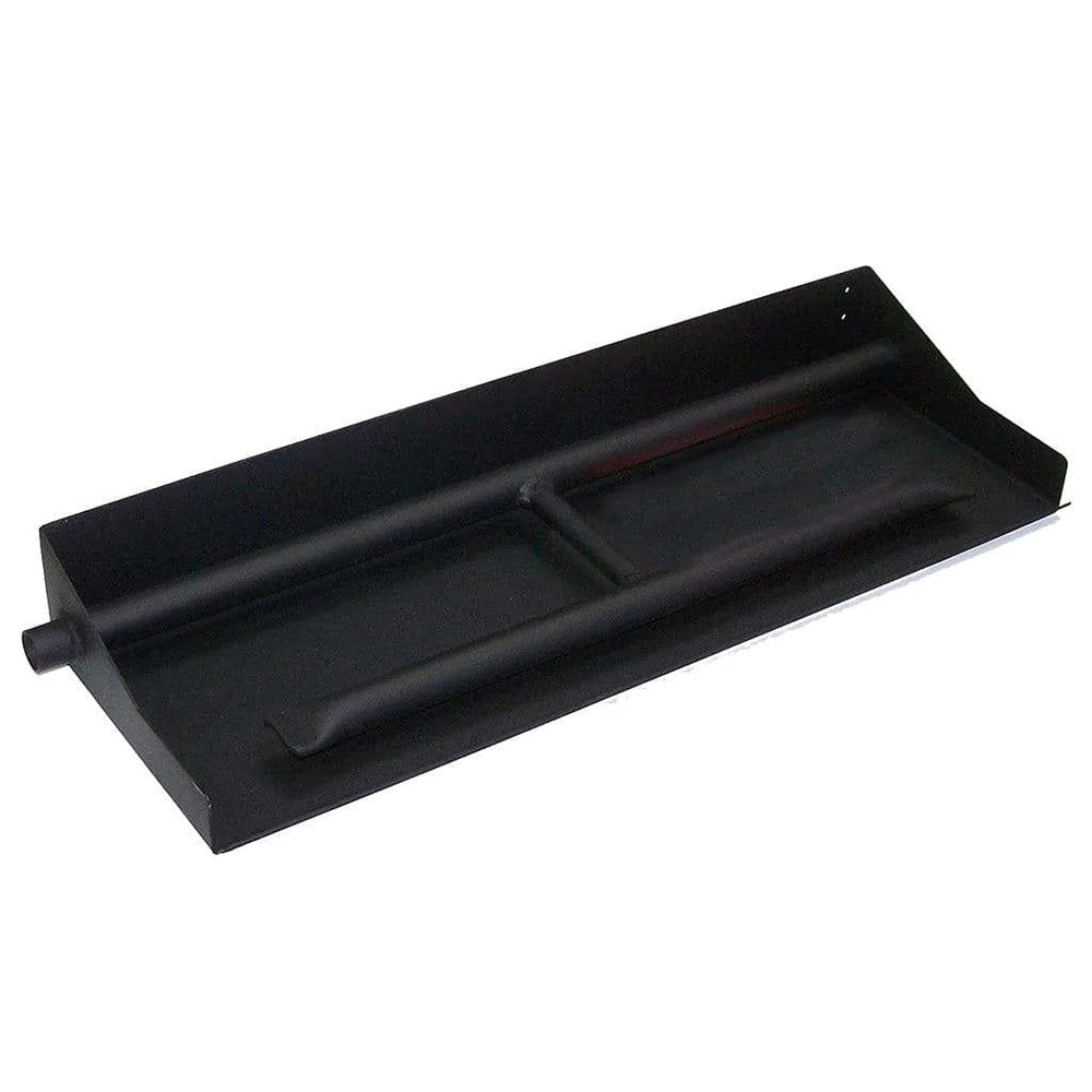 Black vented H-burner base with match light ignition opening