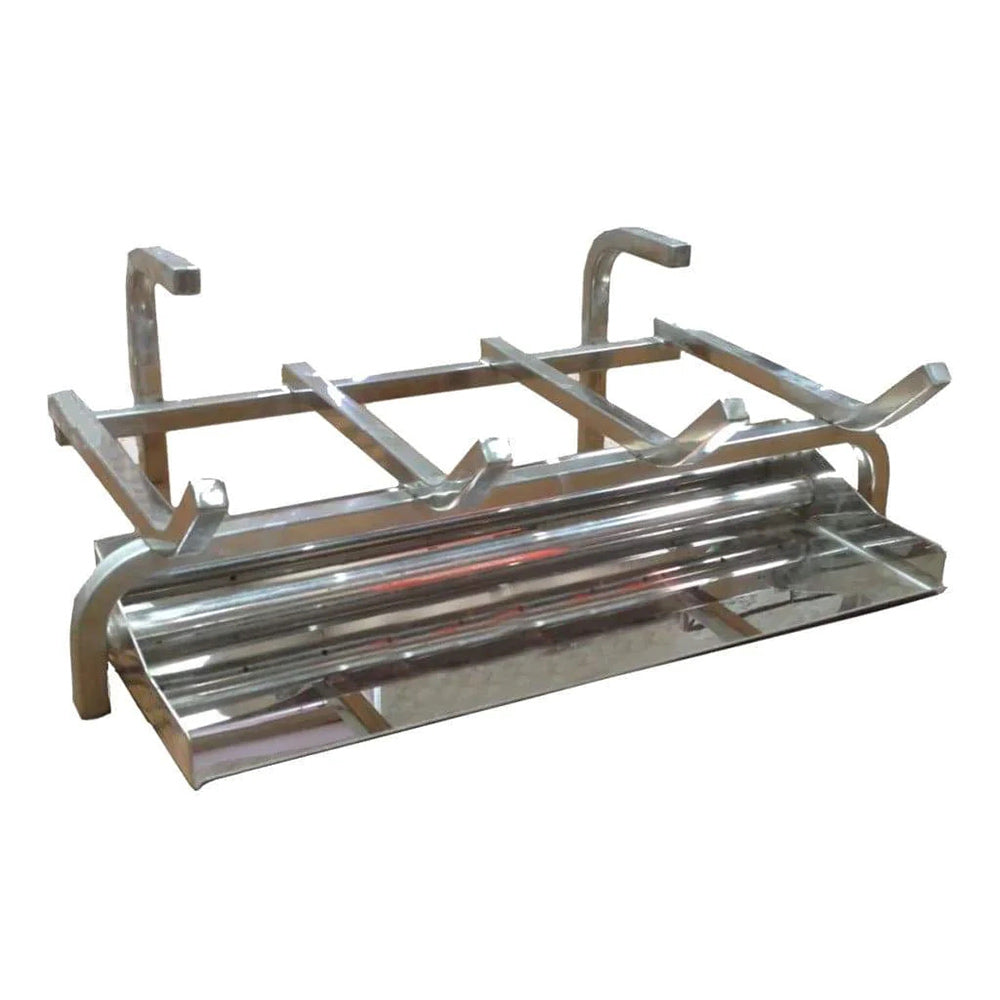 Stainless steel gas log burner kit with match-light ignition, metal burner frame