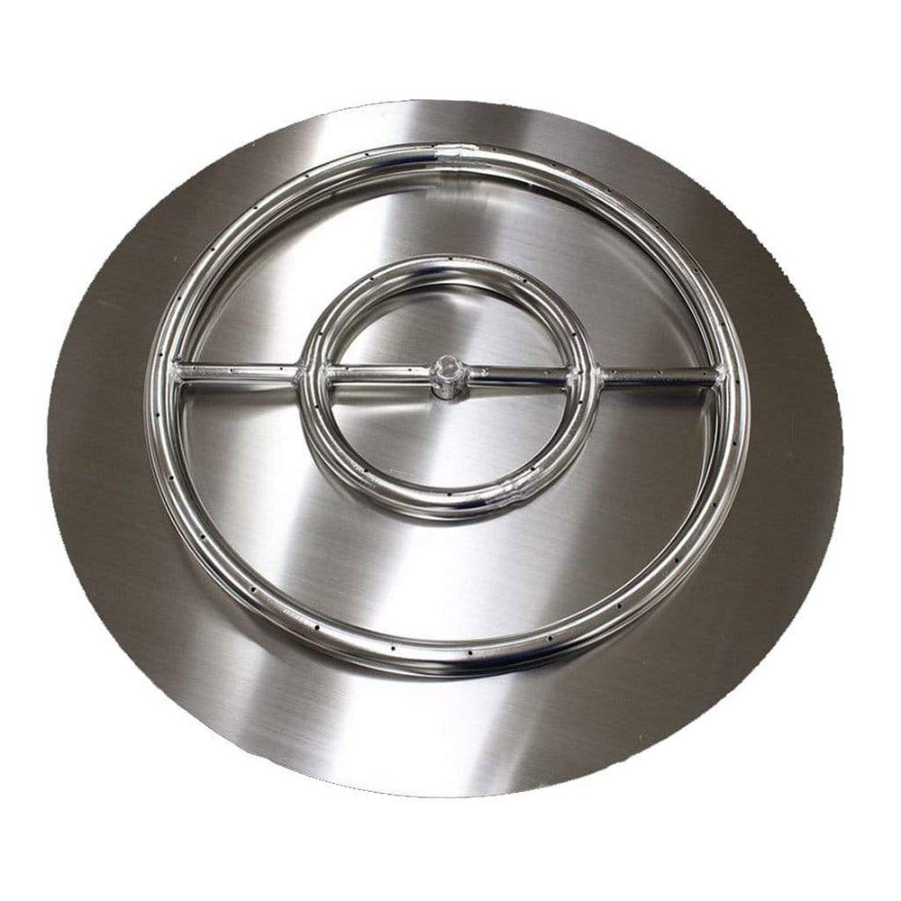Stainless steel fire ring burner with circular ring and center valve detail