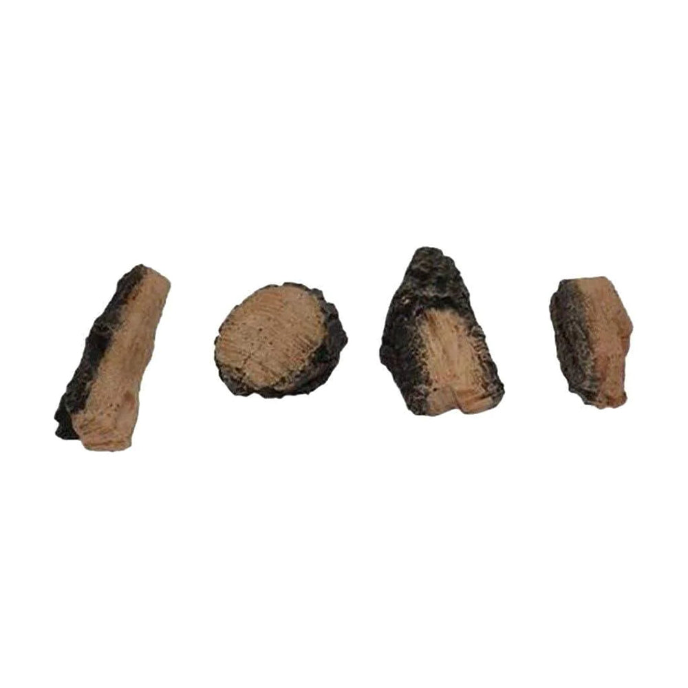 Fireplace media bark chip kit with assorted wood pieces