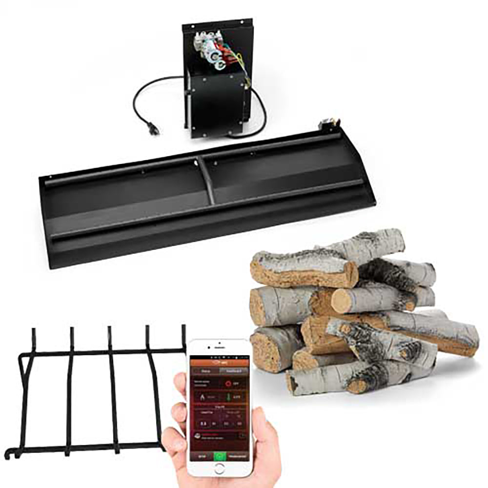 HPC Fire Duel-Step Electronic Ignition Gas Fireplace Insert with Log Set