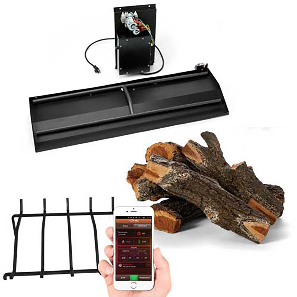 HPC Fire Duel-Step Electronic Ignition Gas Fireplace Insert with Log Set