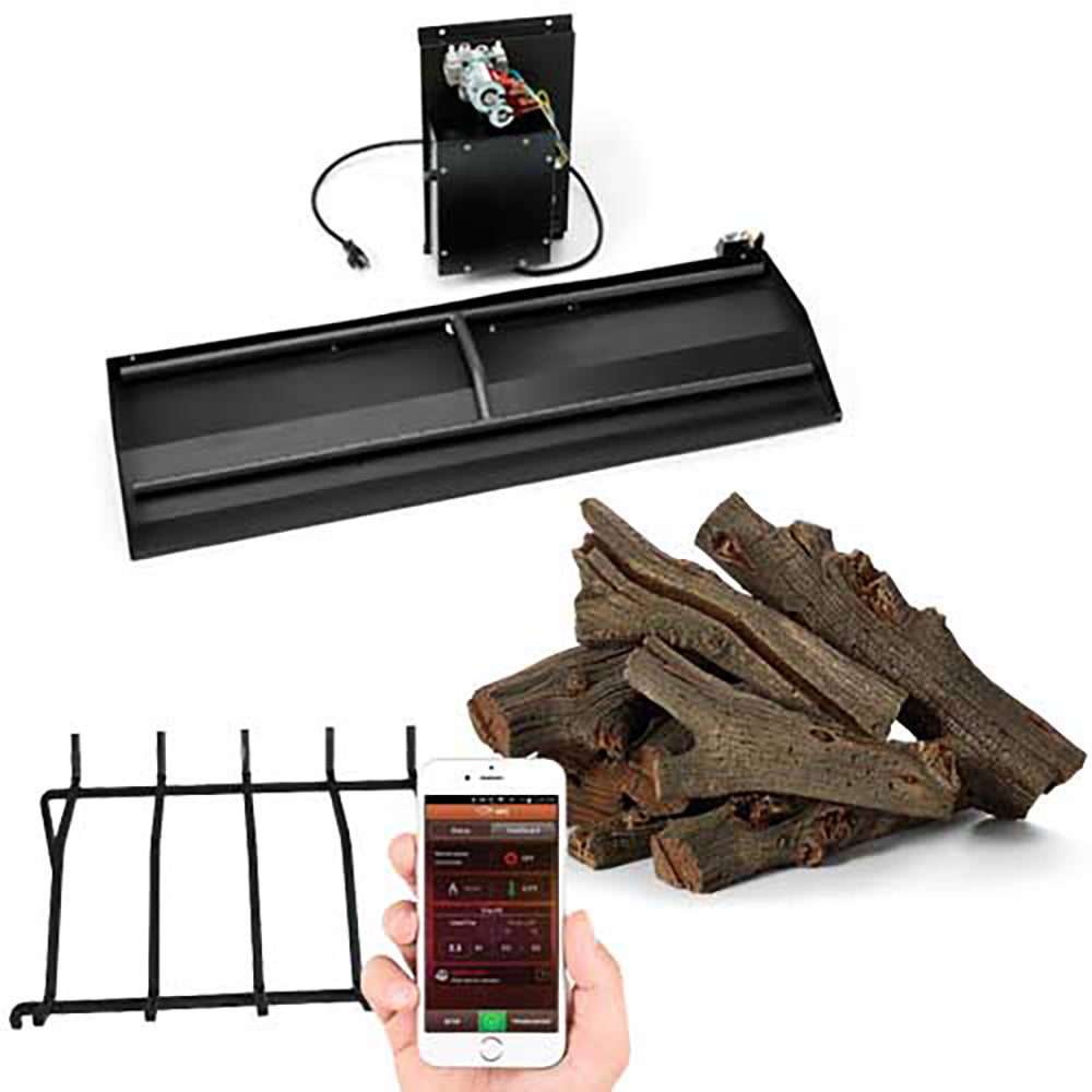HPC Fire Duel-Step Electronic Ignition Gas Fireplace Insert with Log Set