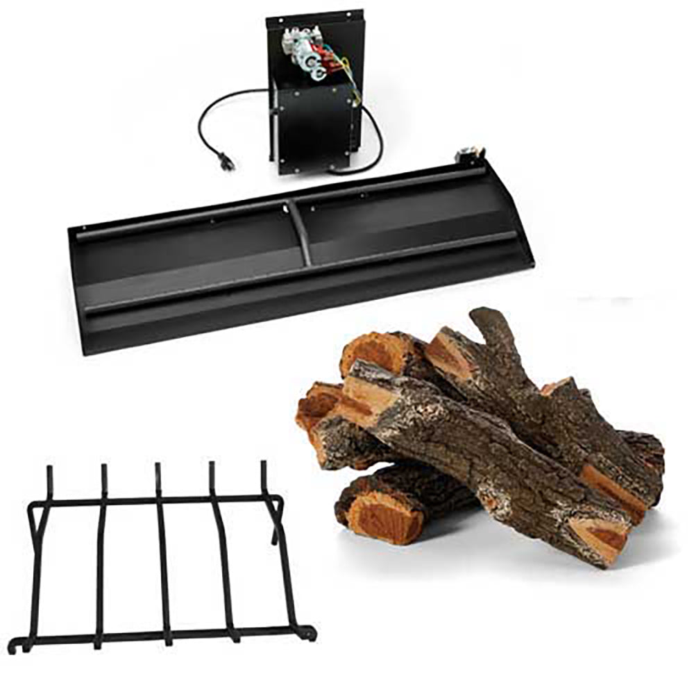HPC Fire Duel-Step Electronic Ignition Gas Fireplace Insert with Log Set