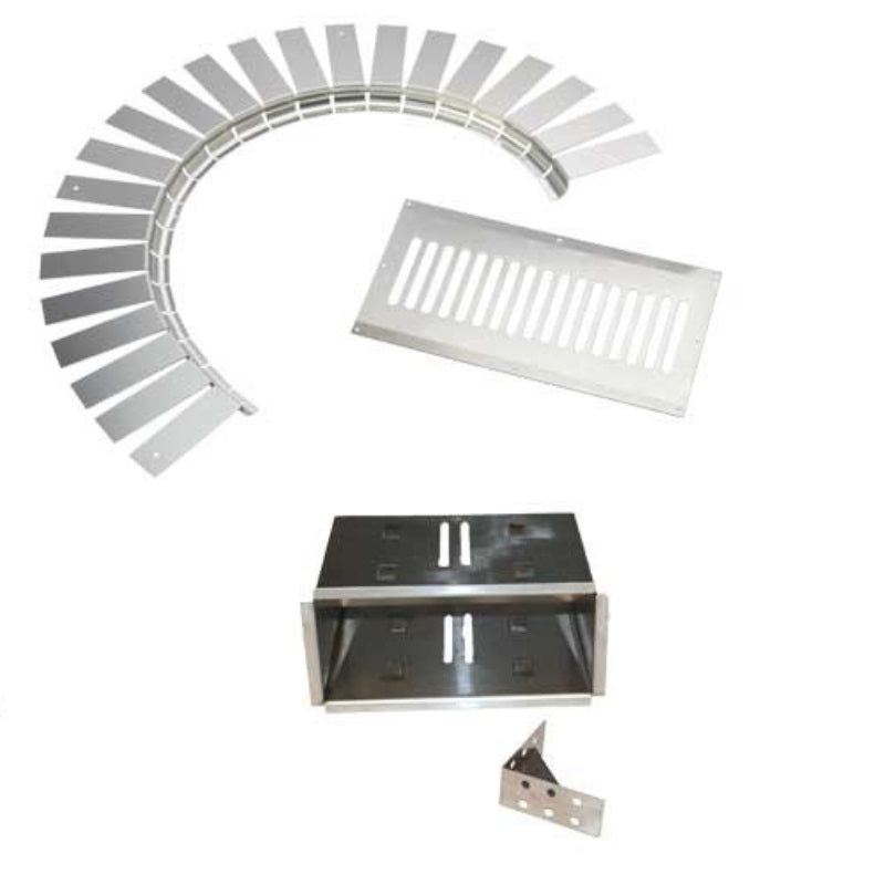 Fire hardscape block kit burner assembly with metal brackets and ignition parts