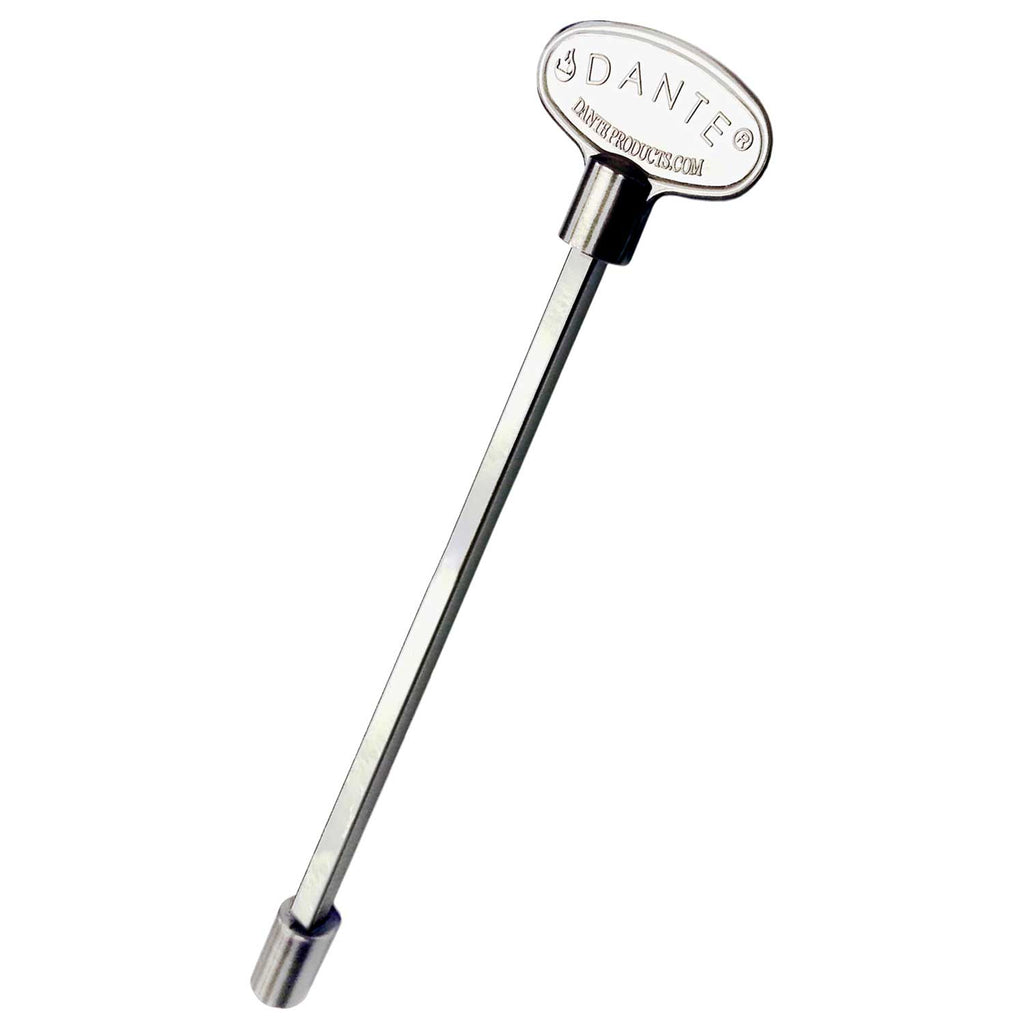 8-inch gas valve key with round head and long metal handle, socket tip