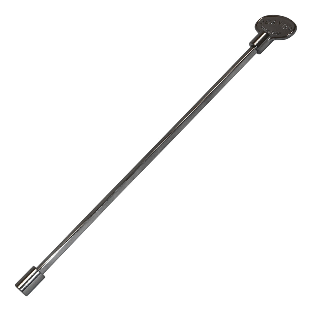 Polished chrome valve key with straight shaft and circular knob end
