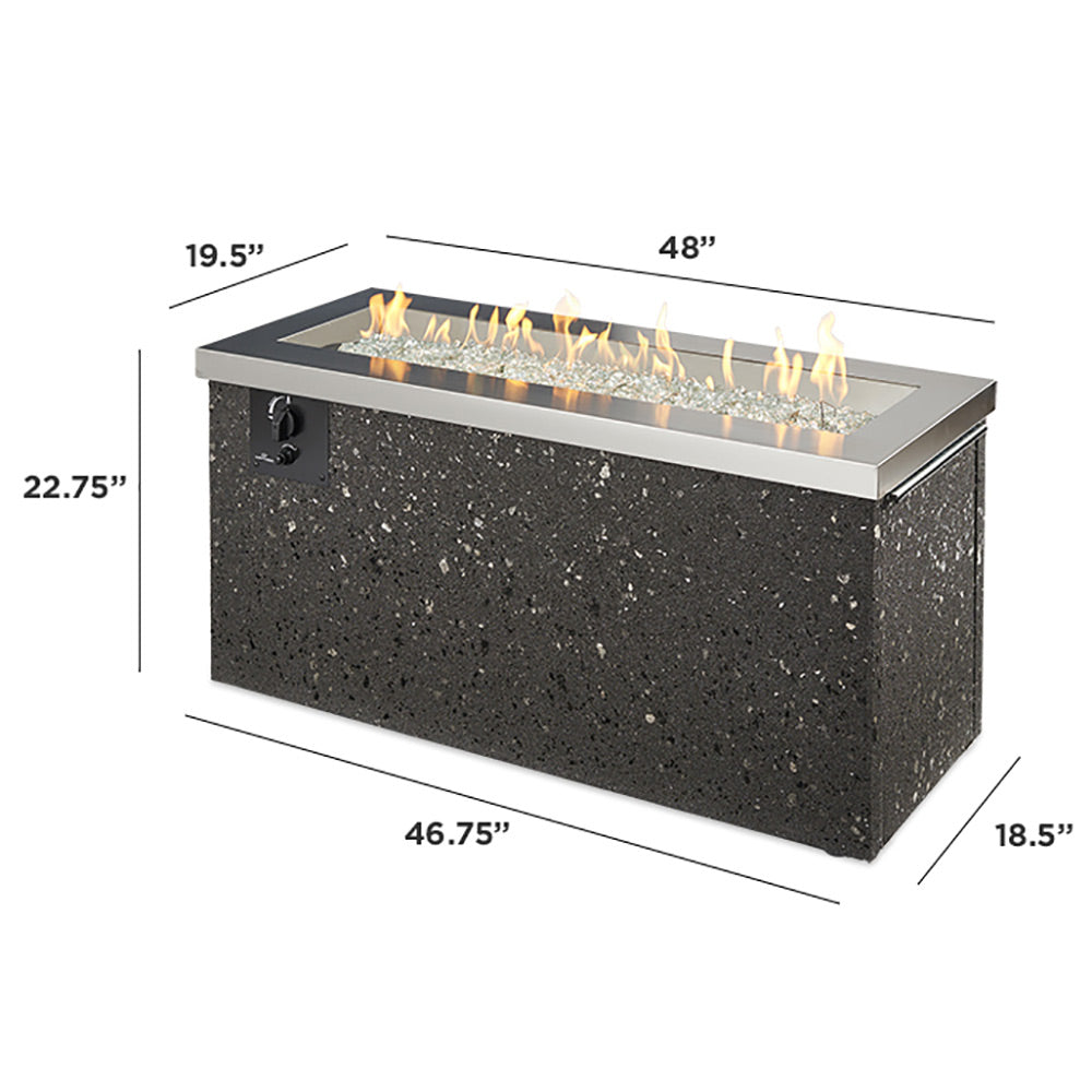 The Outdoor GreatRoom Company KL-1242-SS Key Largo Gas Fire Pit, Stainless Steel, 19.5x48-Inches