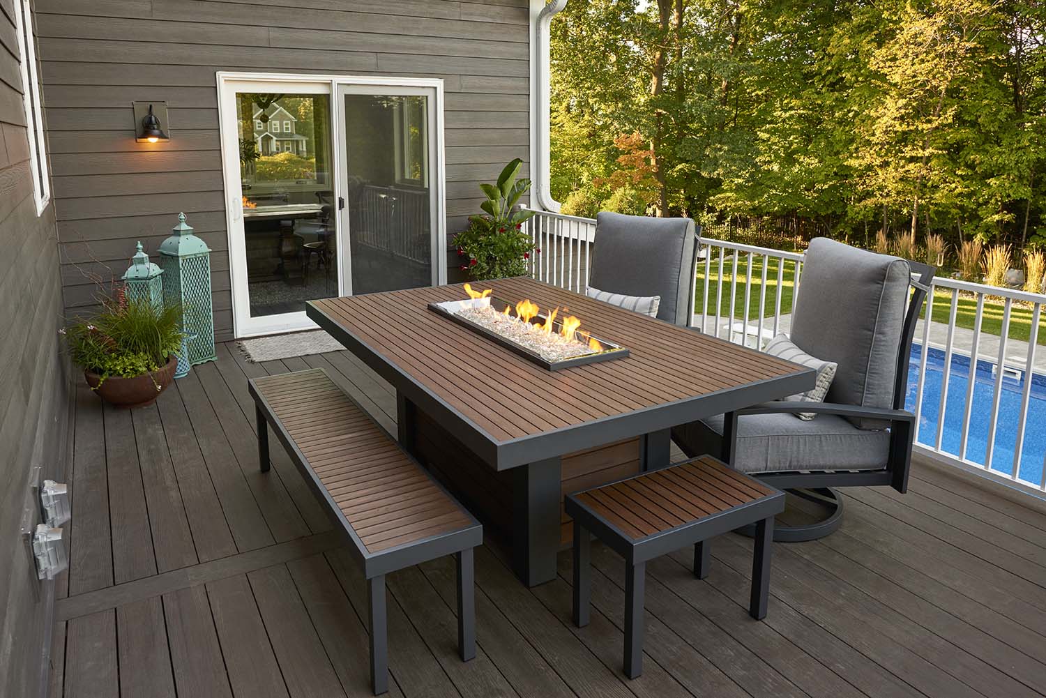 The Outdoor GreatRoom Company KW-1242-K Kenwood Gas Fire Pit Table, 80.75x50.5-Inches
