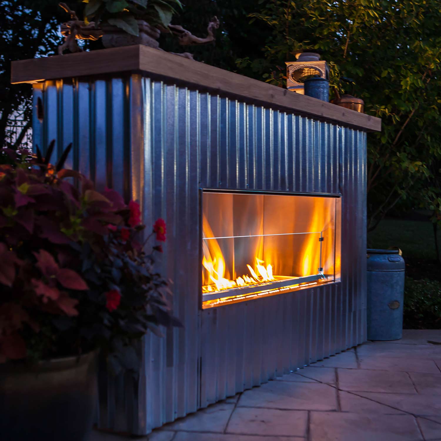Firegear OFP-48LECO-LED Kalea Bay Linear Outdoor Fireplace, 48-Inch