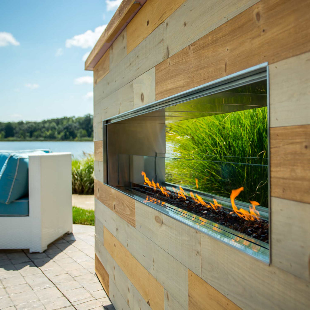 Firegear Kalea Bay Linear See-Through Outdoor Gas Fireplace with LED Lights, 48-Inch