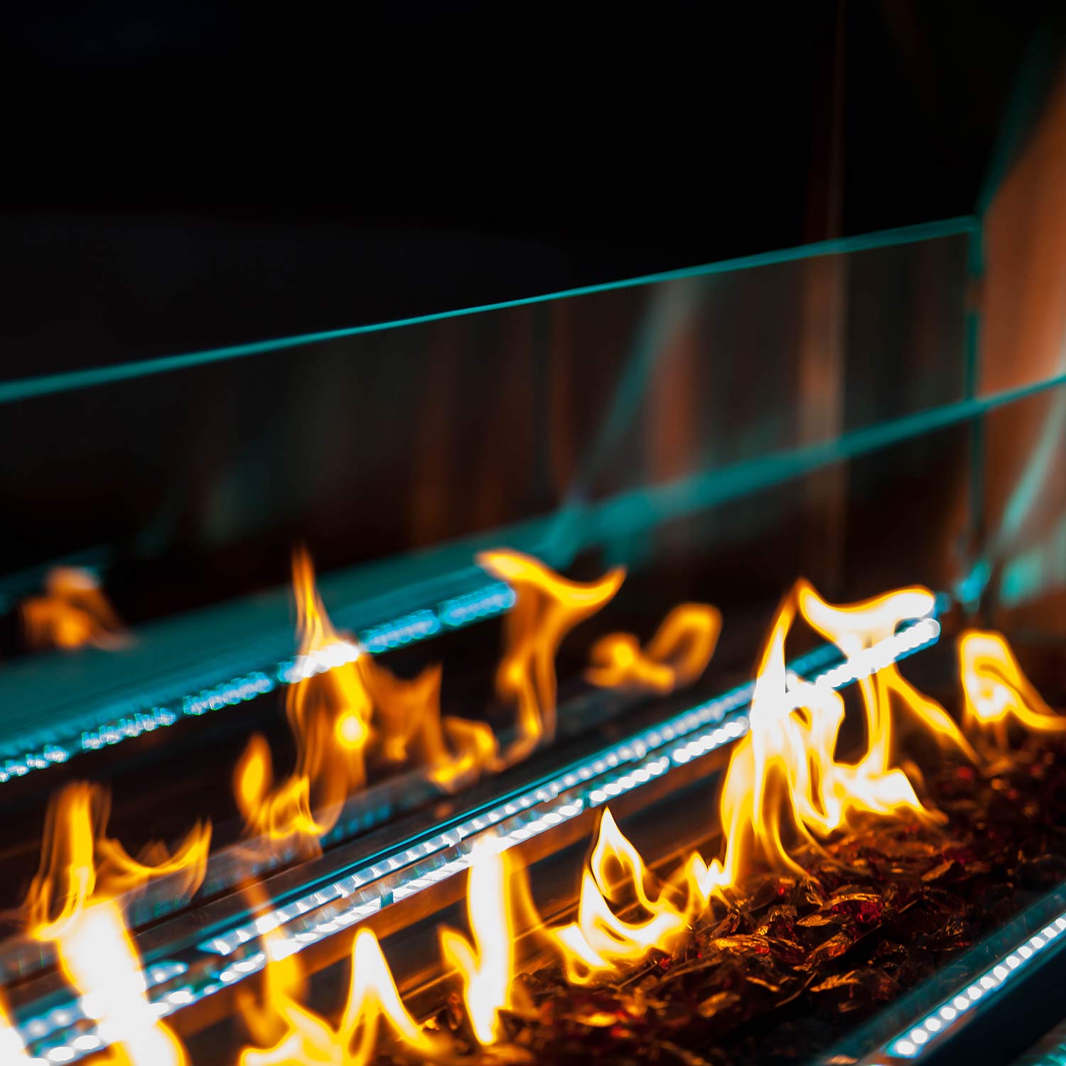 Firegear Kalea Bay Linear See-Through Outdoor Gas Fireplace with LED Lights, 48-Inch