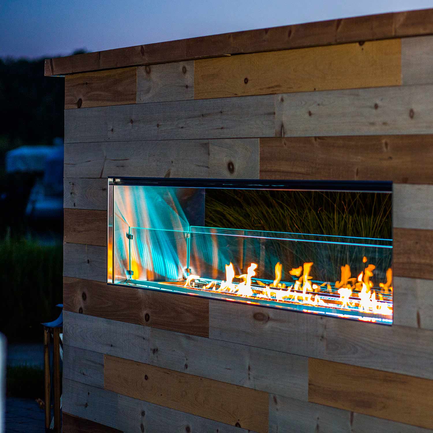 Firegear Kalea Bay Linear See-Through Outdoor Gas Fireplace with LED Lights, 48-Inch