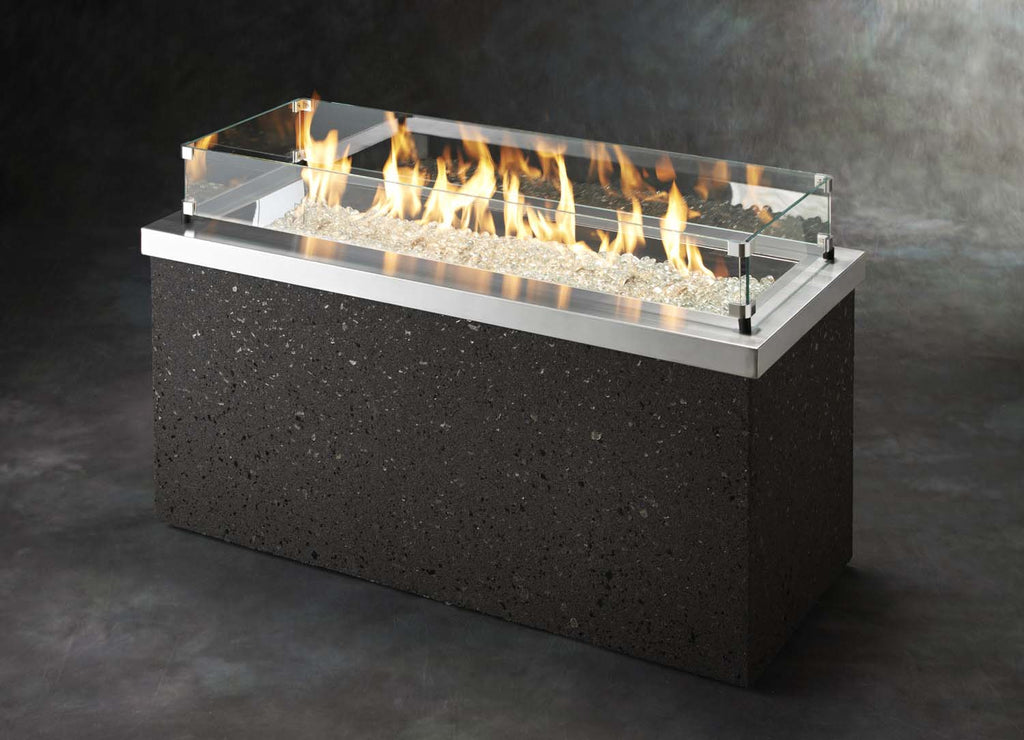 The Outdoor GreatRoom Company KL-1242-SS Key Largo Gas Fire Pit, Stainless Steel, 19.5x48-Inches