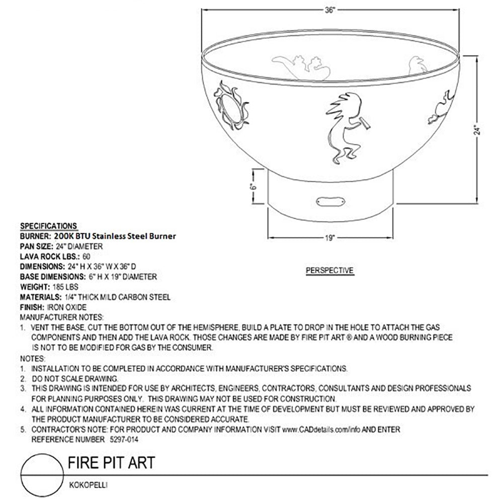 Fire Pit Art KOKOC Kokopelli Gas Fire Pit