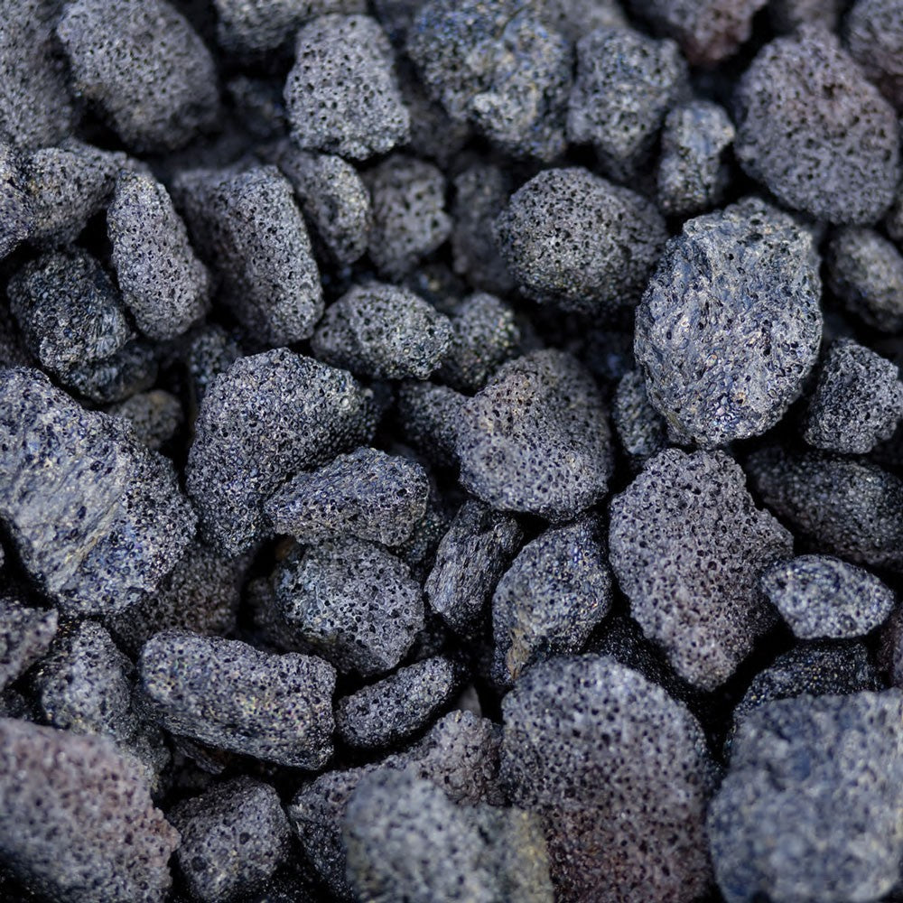 Tumbled lava rocks for gas fire pit, dark gray stone pieces