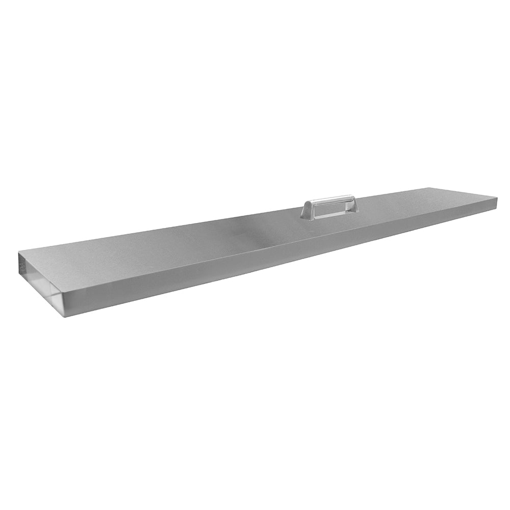 Linear stainless steel burner cover with brushed finish, for T-shaped burners, long cover