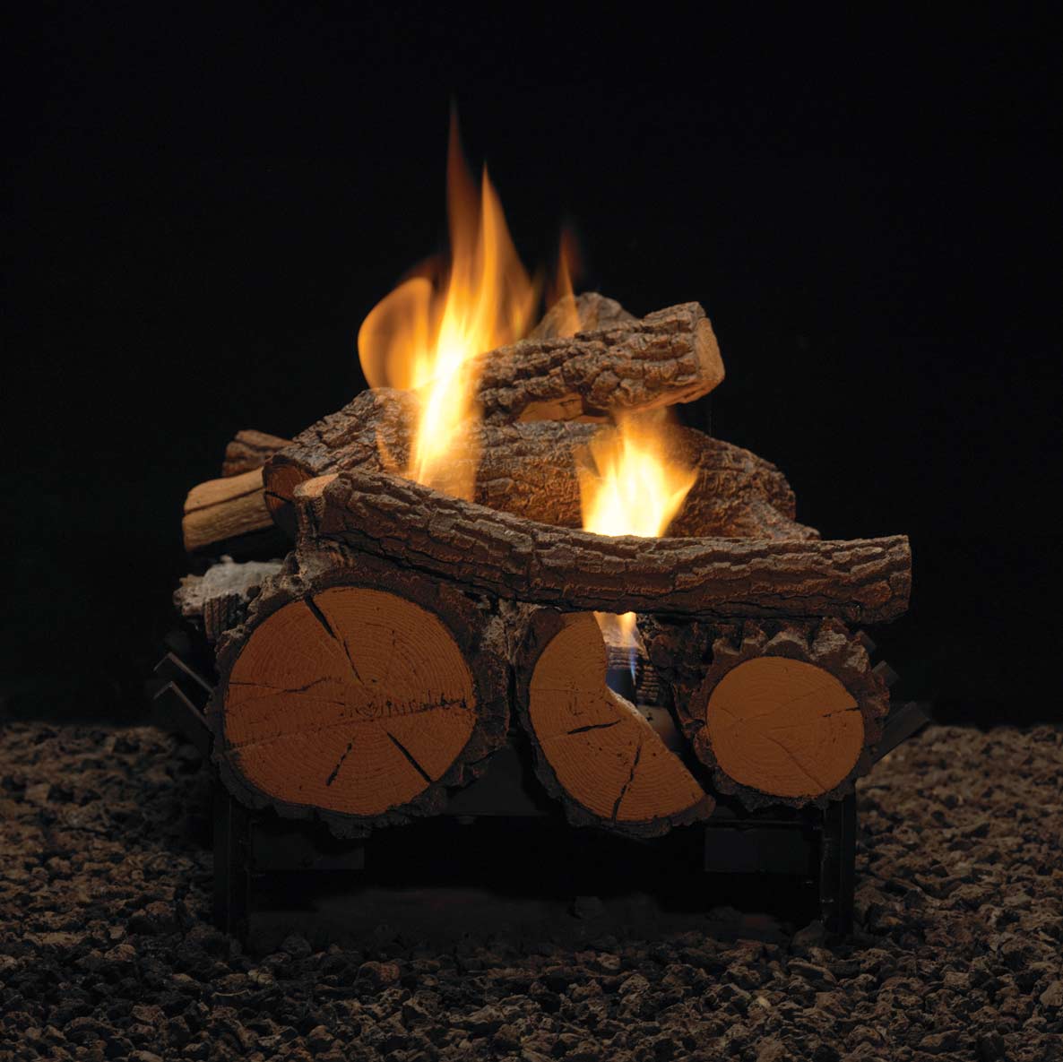 White Mountain Hearth LSUxxRR Refractory Rock Creek Double Sided Gas Logs Only