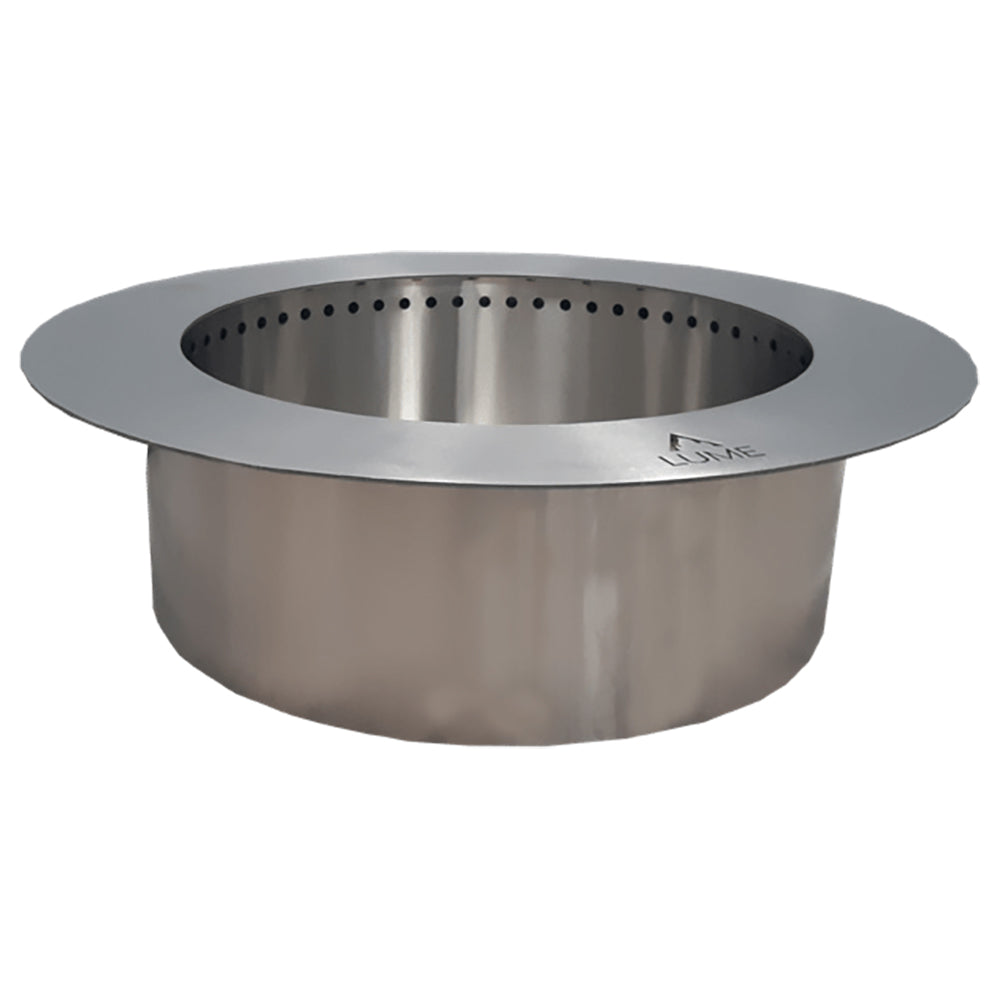 Round double wall smokeless fire insert in stainless steel with top vent holes