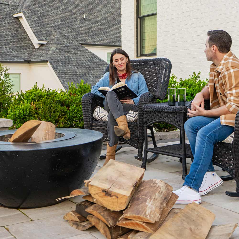 Firegear Surround Series GFRC Wood Fire Bowl with Smokeless Stainless Steel Insert