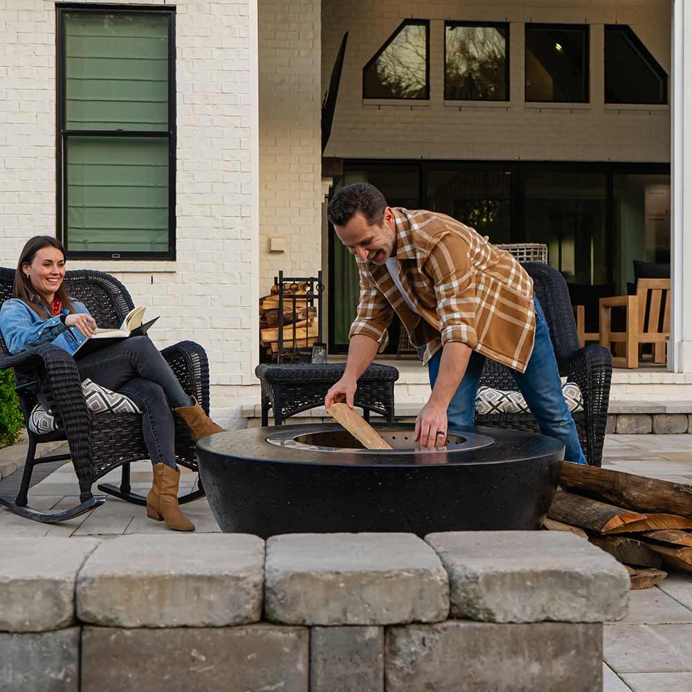 Firegear Surround Series GFRC Wood Fire Bowl with Smokeless Stainless Steel Insert
