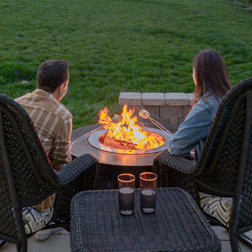 Firegear Surround Series GFRC Wood Fire Bowl with Smokeless Stainless Steel Insert