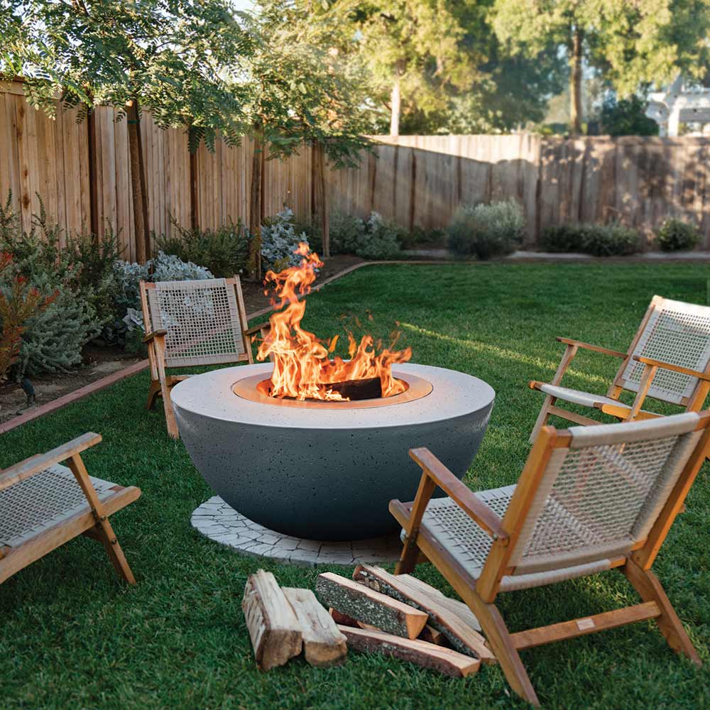 Firegear Surround Series GFRC Wood Fire Bowl with Smokeless Stainless Steel Insert