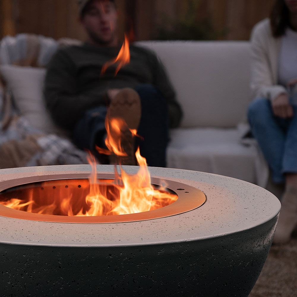 Firegear Surround Series GFRC Wood Fire Bowl with Smokeless Stainless Steel Insert