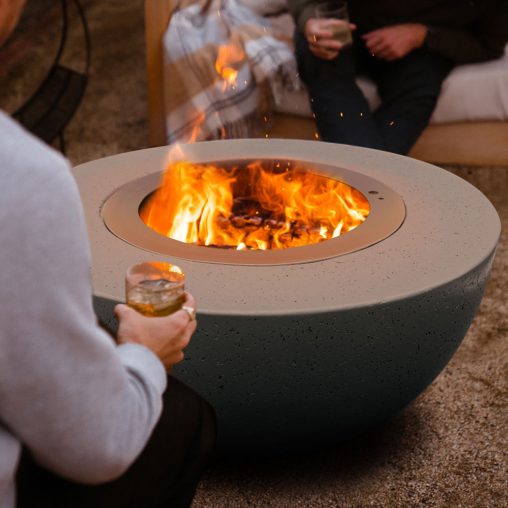 Firegear Surround Series GFRC Wood Fire Bowl with Smokeless Stainless Steel Insert