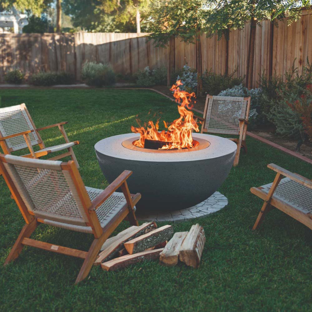 Firegear Surround Series GFRC Wood Fire Bowl with Smokeless Stainless Steel Insert