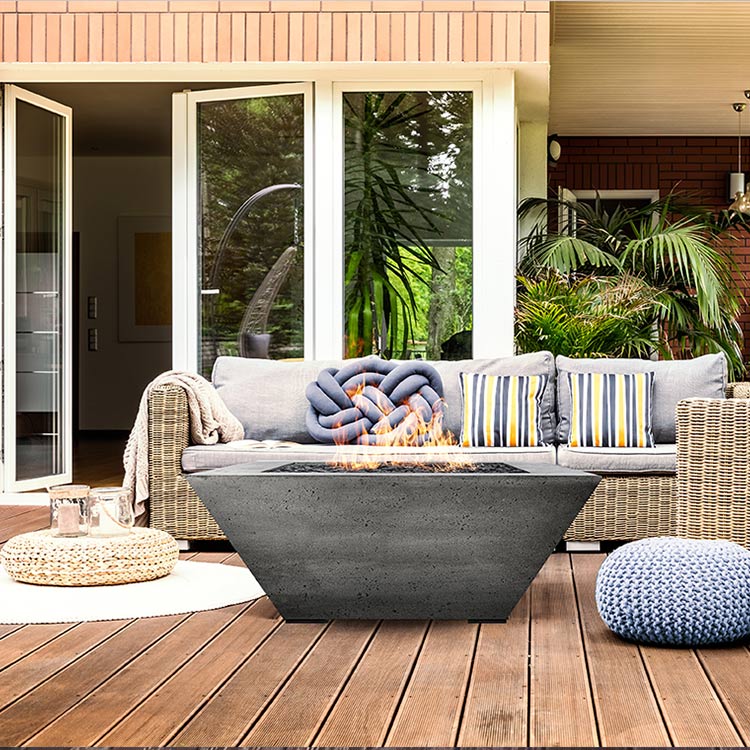 Prism Hardscapes Lombard Concrete Gas Fire Pit, 40x40-Inch