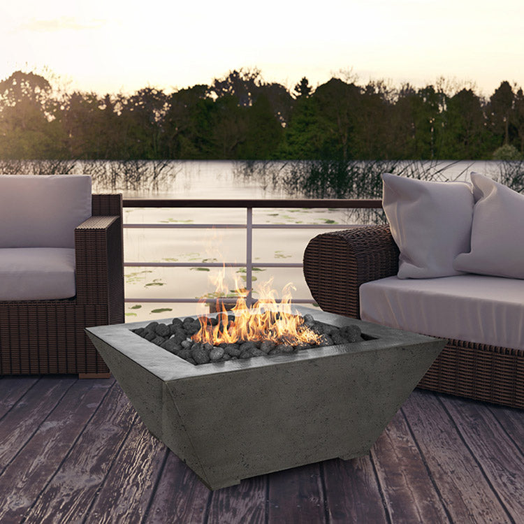 Prism Hardscapes Lombard Concrete Gas Fire Pit, 40x40-Inch