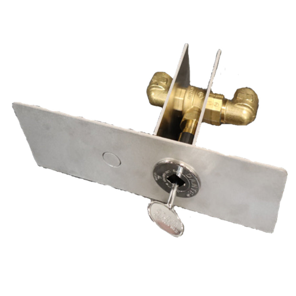 Aluminum key valve mounting bracket with flat plate and brass valve assembly
