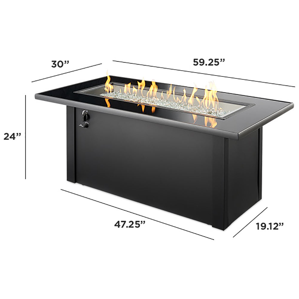 The Outdoor GreatRoom Company MCR-1242-BLK-K Monte Carlo Gas Fire Table, 30x59.25-Inches