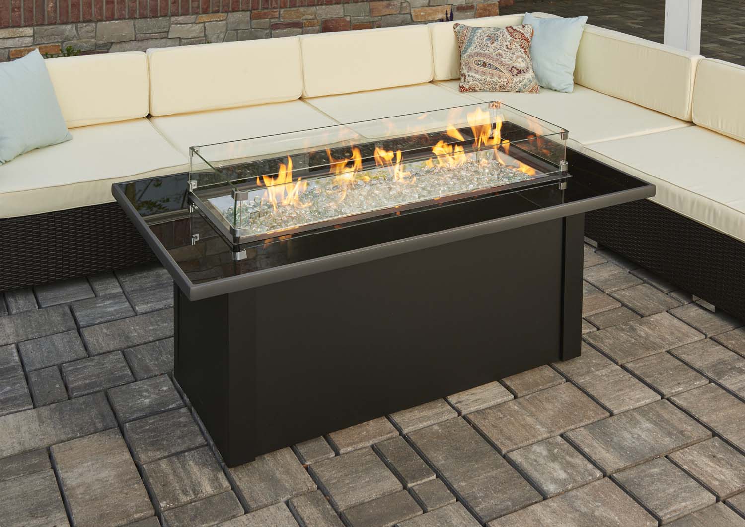The Outdoor GreatRoom Company MCR-1242-BLK-K Monte Carlo Gas Fire Table, 30x59.25-Inches