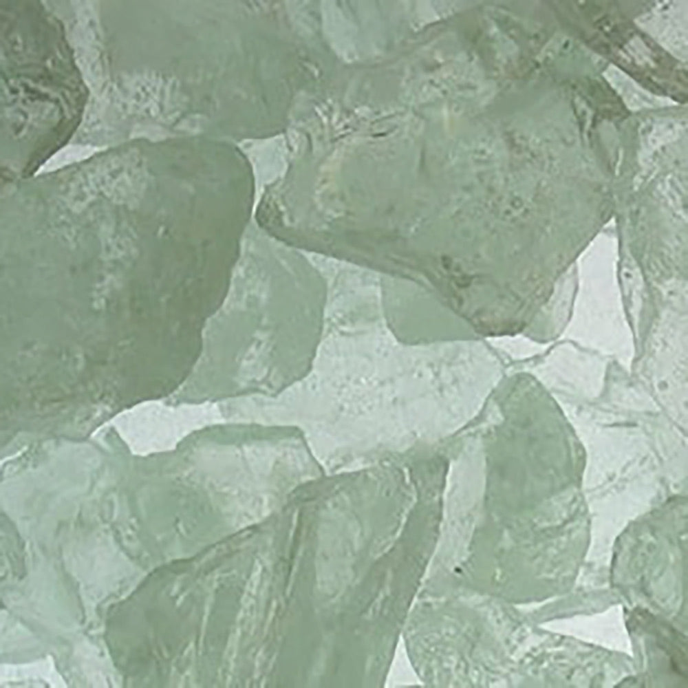 Crystal fire glass, pale green and clear glass chunks for fire pits