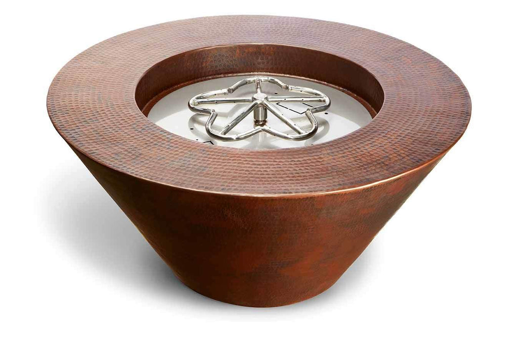 HPC Fire Mesa 32-Inch Round Hammered Copper Gas Fire Bowl