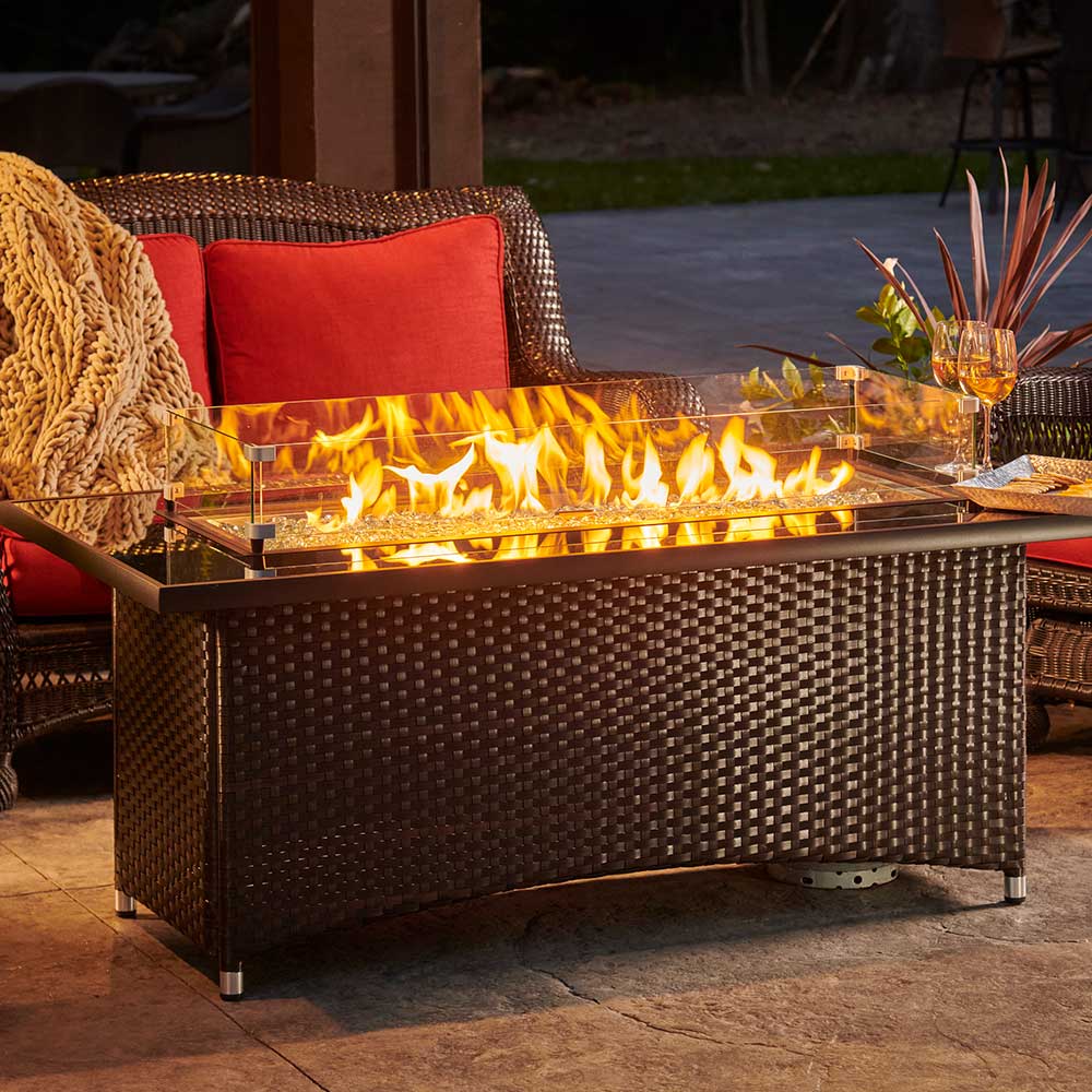 The Outdoor GreatRoom Company MG-1242-BLSM-K Montego Gas Fire Table, Balsam, 30x59.25-Inches