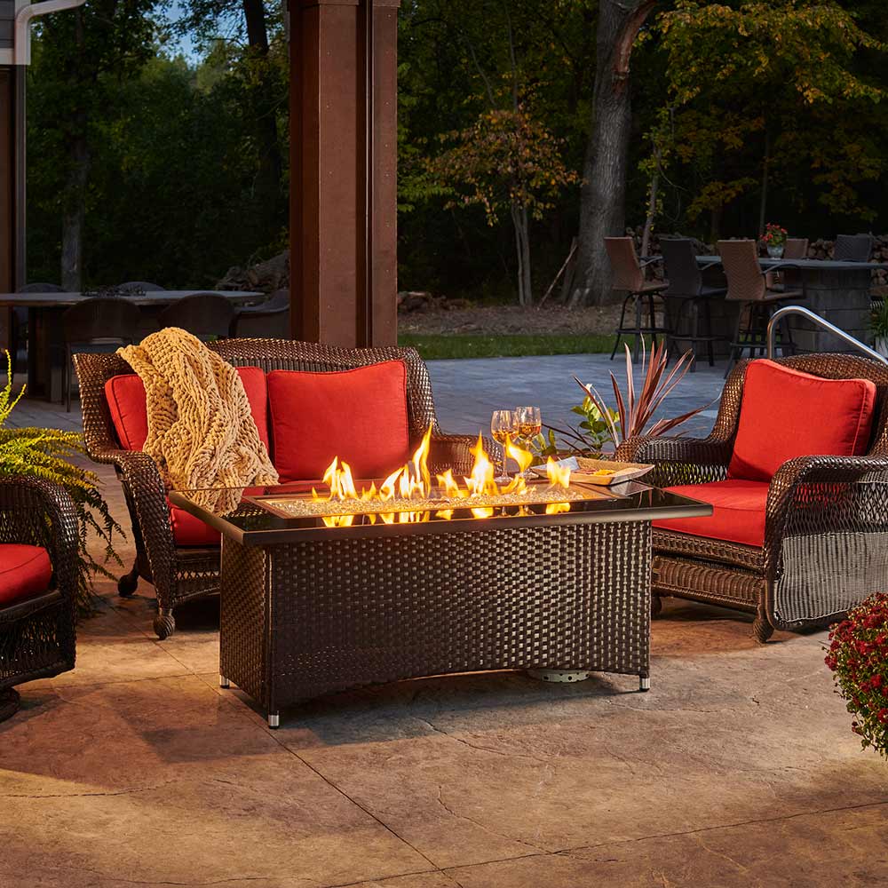 The Outdoor GreatRoom Company MG-1242-BLSM-K Montego Gas Fire Table, Balsam, 30x59.25-Inches