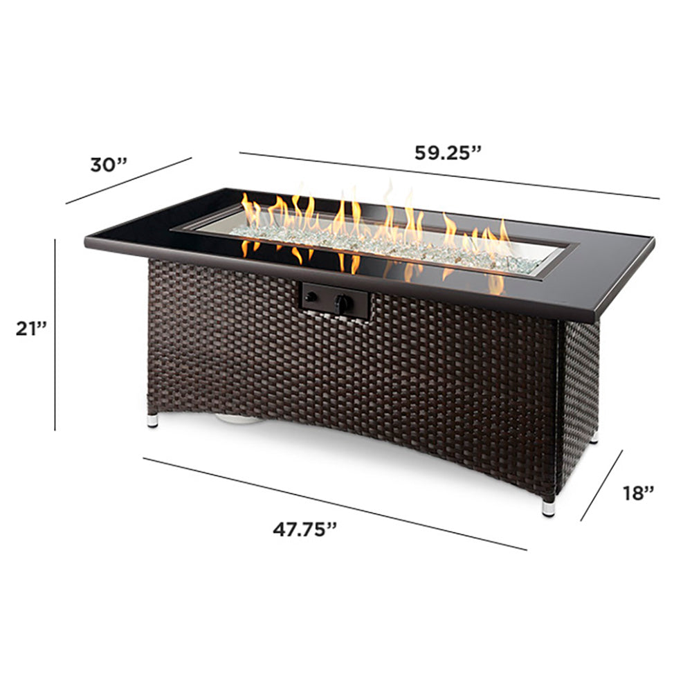 The Outdoor GreatRoom Company MG-1242-BLSM-K Montego Gas Fire Table, Balsam, 30x59.25-Inches