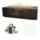 Aspen 55-inch linear concrete gas fire table with electronic module display and white color swatch