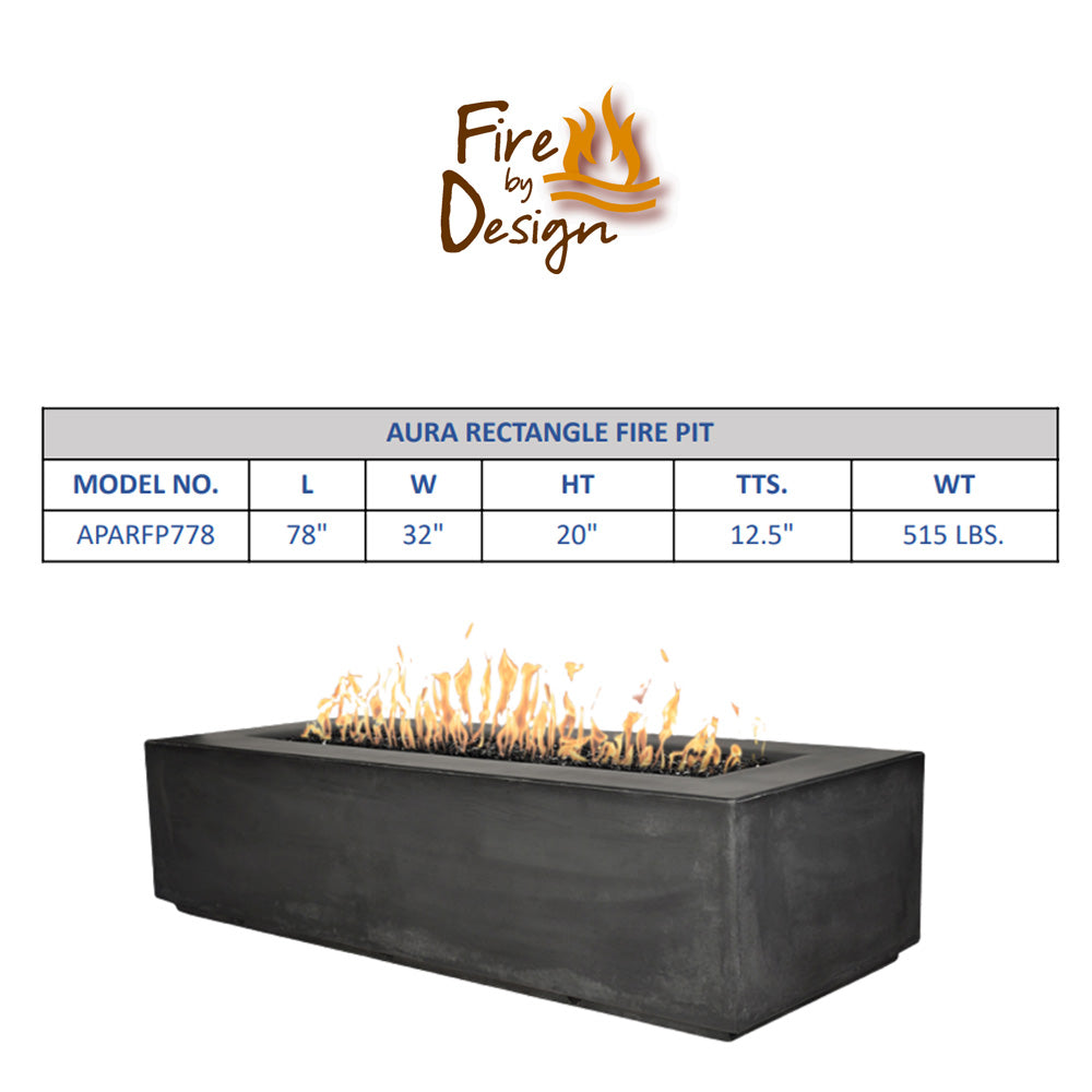 Fire by Design Aura 78-Inch Linear Concrete Gas Fire Table