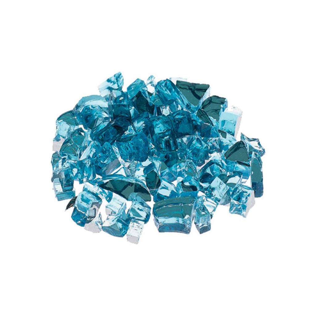 Metallic fire glass chunks in teal and pale blue with reflective sparkle