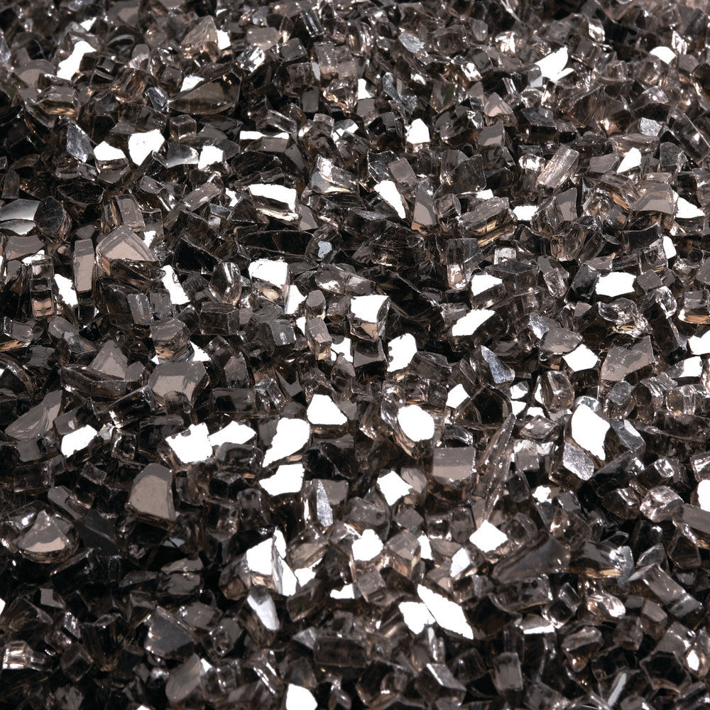 Black glass embers with reflective silver shard pieces