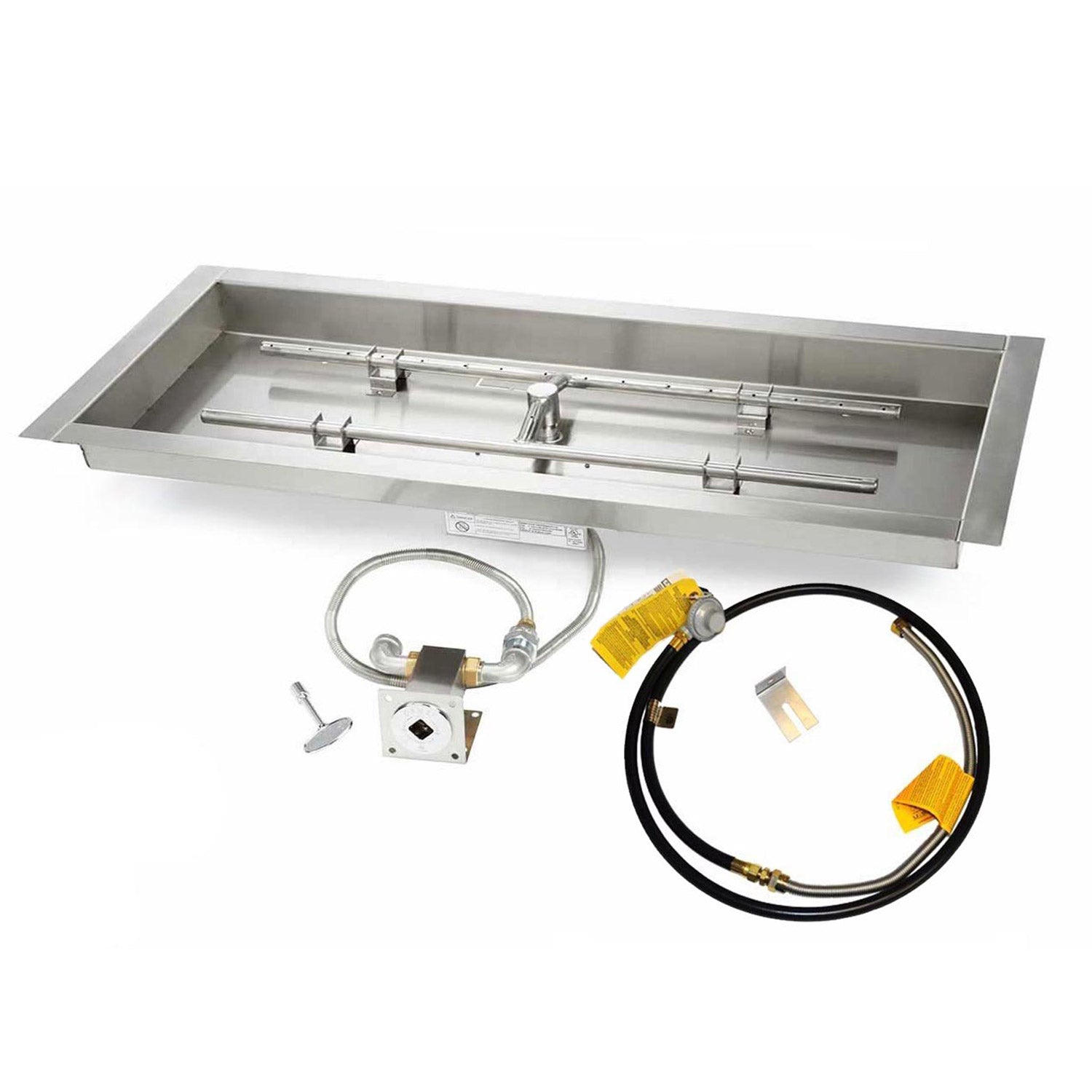 HPC Fire H-Shaped MLFPK Match Light Gas Fire Pit Kit with Rectangular Bowl Pan and Torpedo Burner